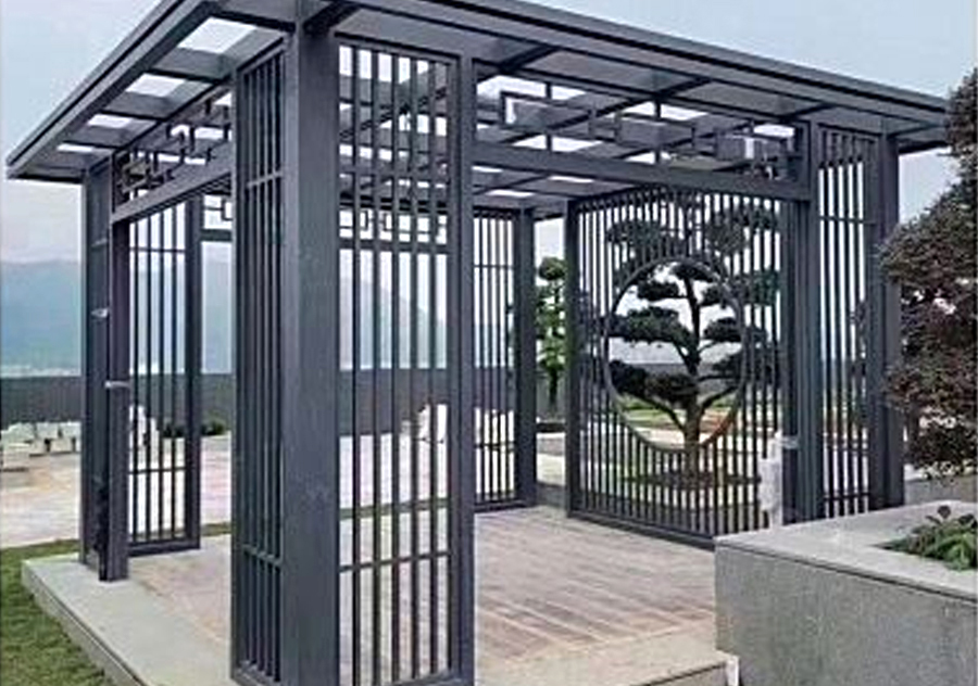 Pérgola cuadrada con rejilla de aluminio para sombra de jardín
