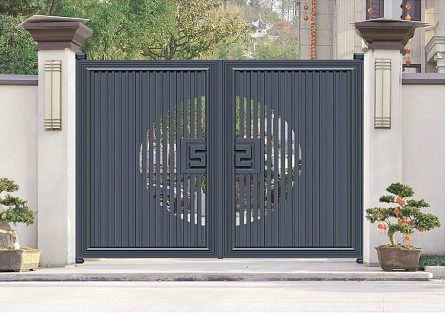 Puerta de patio de aluminio recubierta de polvo negro