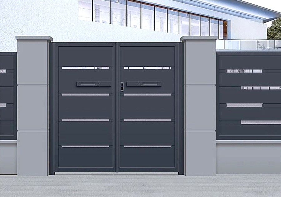 Puerta de patio de aluminio moderna para jardín de villa