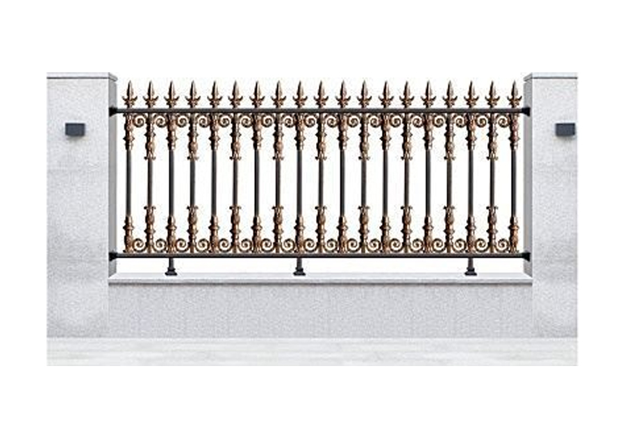 Valla de aluminio ornamentada para villa en tono cobre